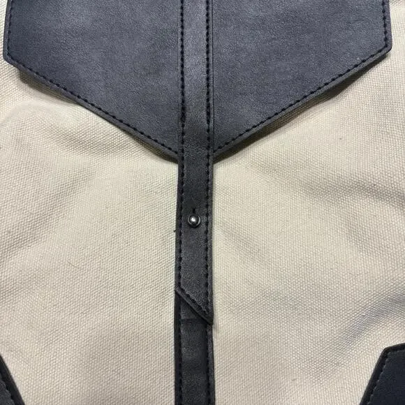 Deux Lux Anthropologie Canvas Vegan Leather Trim Backpack Strap Bag Lightweight - Picture 11 of 12